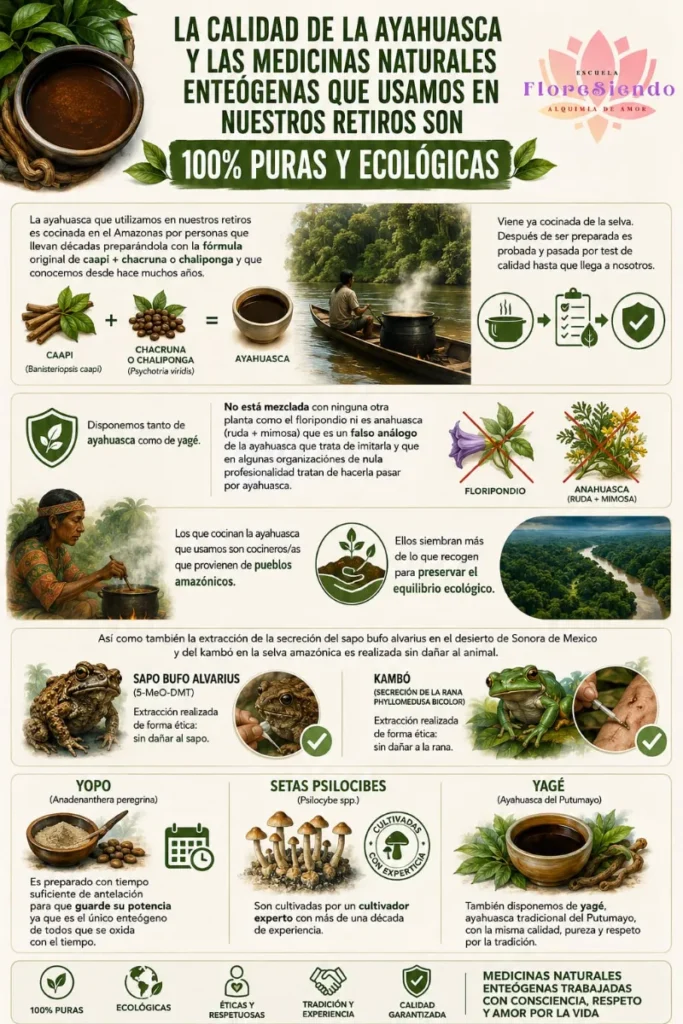 Infografia calidad ayahuasca y medicinas Floresiendo